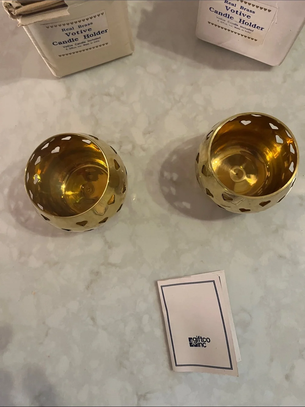 Vintage giftco Brass Votive holders gloves cups